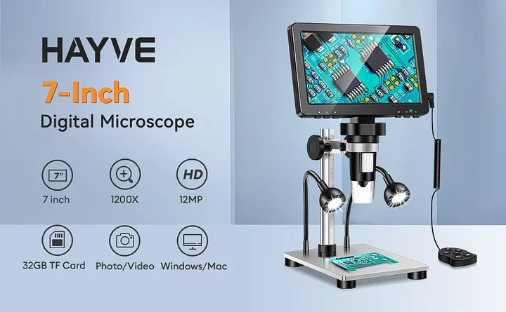Микроскоп цифровой электронный 1200X с монитором 7", штатив, ДУ для наблюдения, пайки AD45 - изображение 8
