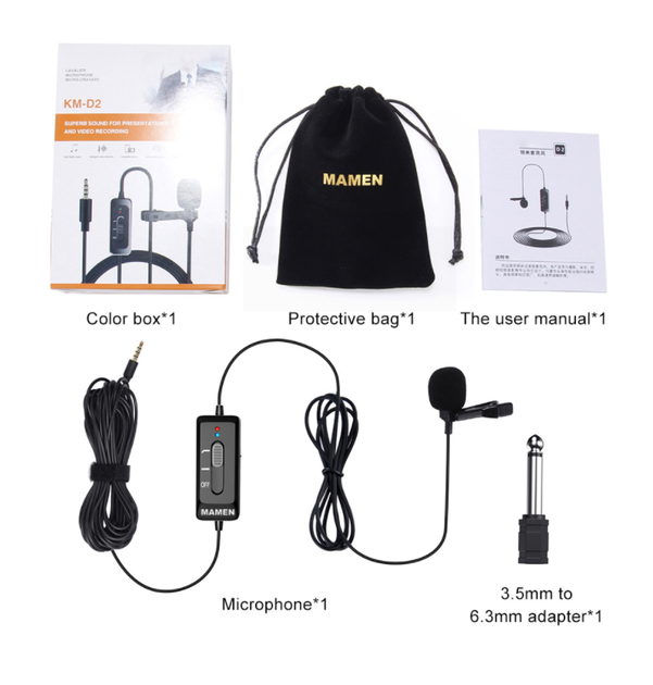 Зовнішній мікрофон петличний для телефону, смартфона, камери, ПК Microphone Мamen KM-D2 - зображення 2