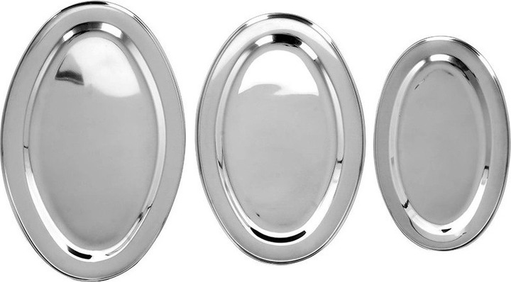 Zestaw tac do serwowania Excellent Houseware owalnych stalowych 3 szt (8718158922007) - obraz 1