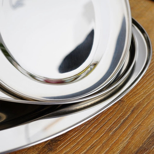 Zestaw tac do serwowania Excellent Houseware owalnych stalowych 3 szt (8718158922007) - obraz 3