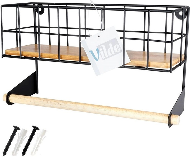 Тримач для паперових рушників Vilde з полицею металевий чорний 32 x 10 x 18 см (5904316422936) - зображення 11