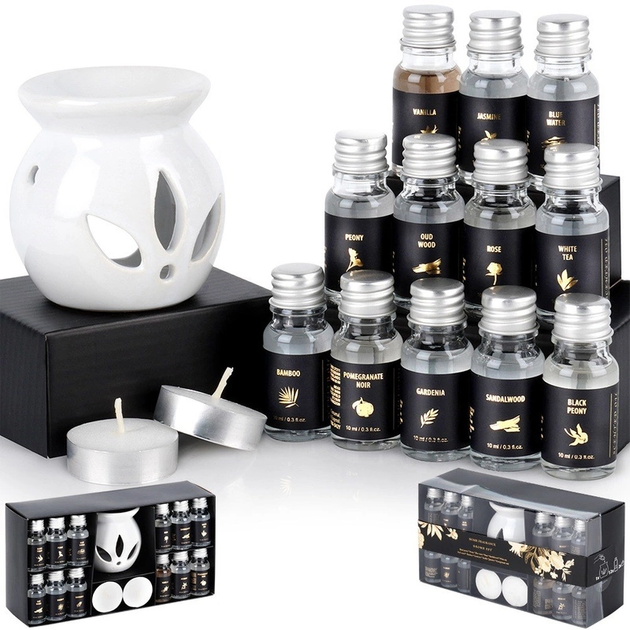 Zestaw kominek zapachowy Vilde z olejkami ceramiczny 15 szt (8721037149983) - obraz 2