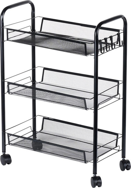 Візок для зберігання Vilde металевий чорний 3-рівневий 44 x 26 x 63 см (5904316472221) - зображення 1