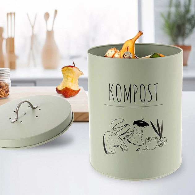 Контейнер для харчових відходів Orion з вугільним фільтром металевий 8 л Зелений (8592381220068) - зображення 2