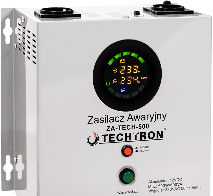 Zasilacz awaryjny TECHTRON ZA-TECH-500 500W/800VA (5903816964632) - obraz 3