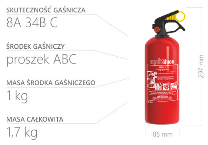 Gaśnica proszkowa Ognichron GP-1x ABC/M bez manometru i bez wieszaka (5907620601059) - obraz 2
