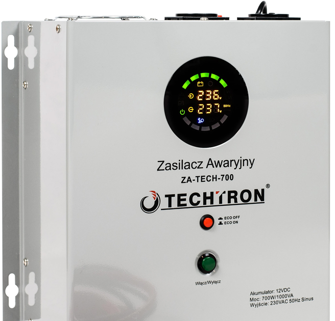 Zasilacz awaryjny TECHTRON ZA-TECH-700 70W/1000VA (5903816964649) - obraz 3