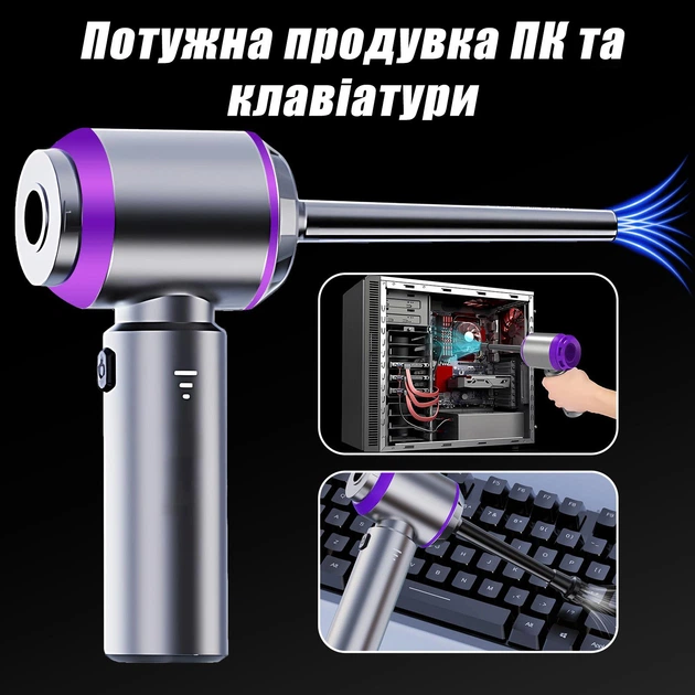 Мощный Ручной Пылесос Suiti ST-6653 18000 Pa 6000 mAh Gray