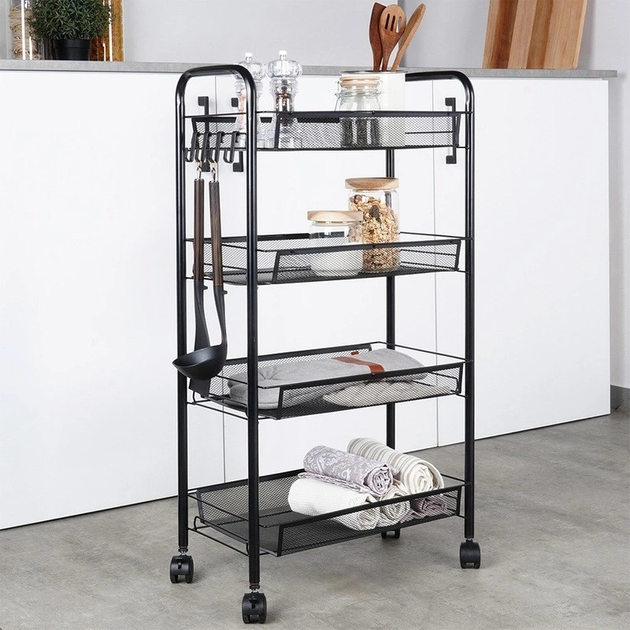 Візок для зберігання Vilde металевий чорний 4-рівневий 44 x 26 x 84 см (5904316472214) - зображення 3