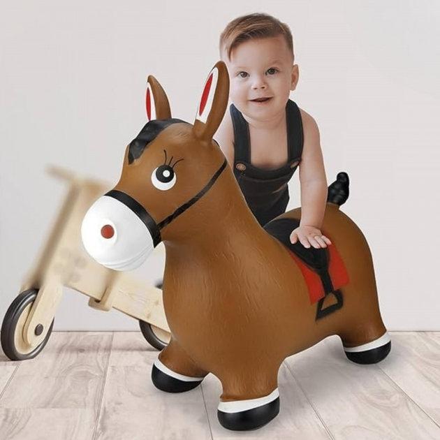 Skoczek gumowy do skakania Woopie  Konik + Pompka (5906280654603) - obraz 4