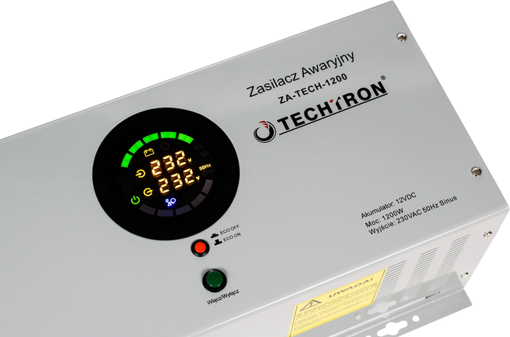 Zasilacz awaryjny TECHTRON ZA-TECH-1200 1200W (5903816964663) - obraz 3