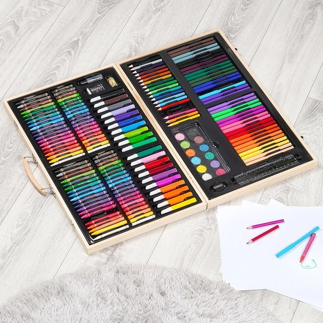 Художній набір для малювання Free & Easy у дерев’яній валізці 180 ел (8720573114837) - зображення 2