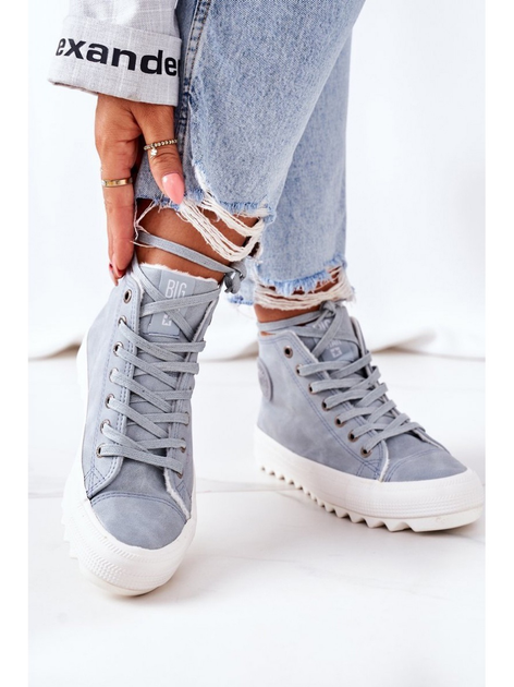 Жіночі кеди високі Big Star EE274115 38 Світло-блакитні (5900714132613) (955555909990523) - Уцінка - зображення 6