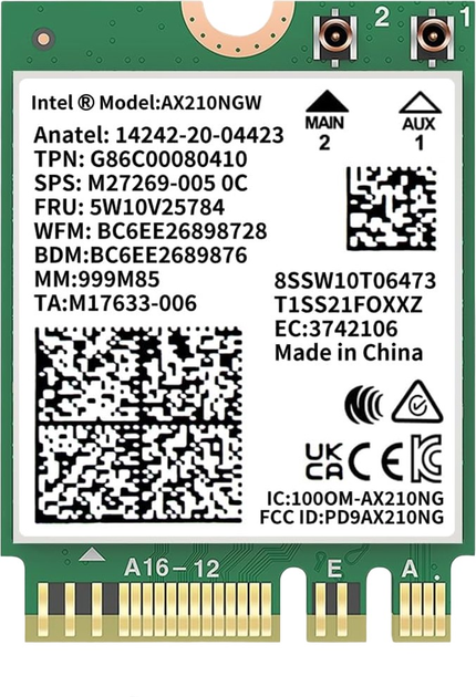 Мережева карта Intel Wi-Fi 6E AX210 M.2 2230 (AX210.NGWG.NV) (955555913300966) - Уцінка - зображення 1