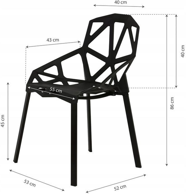 Набір стільців для кухні та вітальні ModernHome by Multistore PC-015 4 шт Чорні (5903089064770) (955555911717534) - Уцінка - зображення 8