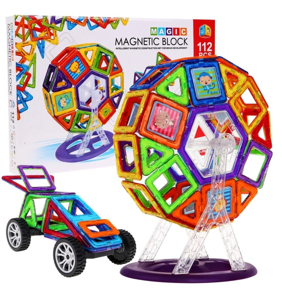 Klocki konstrukcyjne Magnetyczne 112 elementów (ZKL.JH8892) (5903864902129) - obraz 2