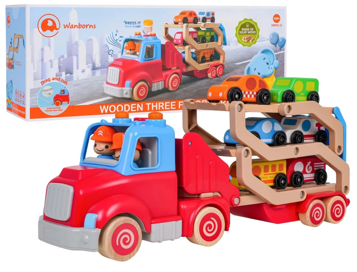 Drewniana Laweta + Autka ZDR.WB003-J3C (5903864971309) - obraz 2