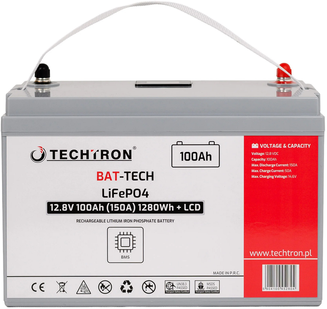 Акумуляторна батарея TECHTRON LiFePO4 12.8V 100Ah (5904100452804) - зображення 1