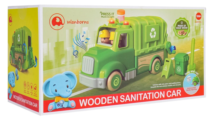 Drewniana Śmieciarka ZDR.WB004-JC (5903864971293) - obraz 1