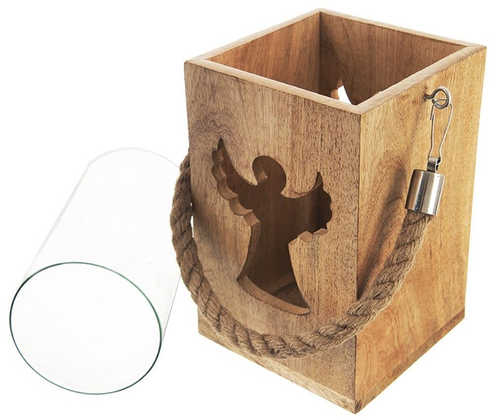 Ліхтар Orion для свічки з янголом дерев’яний 20.5 см (8592381181567) - зображення 4