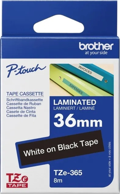 Taśma etykietowa Brother TZe-365 36 mm x 8 m White/Black - obraz 1