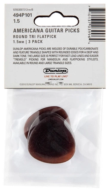 Медиаторы Dunlop 494P101 Americana Round Player's Pack (3 шт.) - Фото 2 Медиаторы Dunlop 494P101 Americana Round Player's Pack (3 шт.) - изображение 2