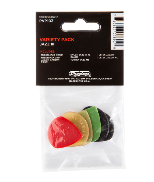 Медиаторы Dunlop PVP103 Jazz III Variety Pack (6 шт.) (6 шт.) - Фото 2 Медиаторы Dunlop PVP103 Jazz III Variety Pack (6 шт.) (6 шт.) - изображение 2