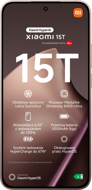 Smartfon Xiaomi 15T 12/256GB Rose Gold (MZB0KXZEU) - obraz 2