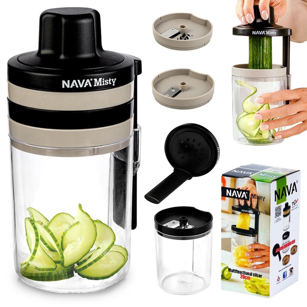 Szatkownica Nava Misty do warzyw i owoców z pojemnikiem spiralna 3 w 1 20 cm (5205746907025) - obraz 10