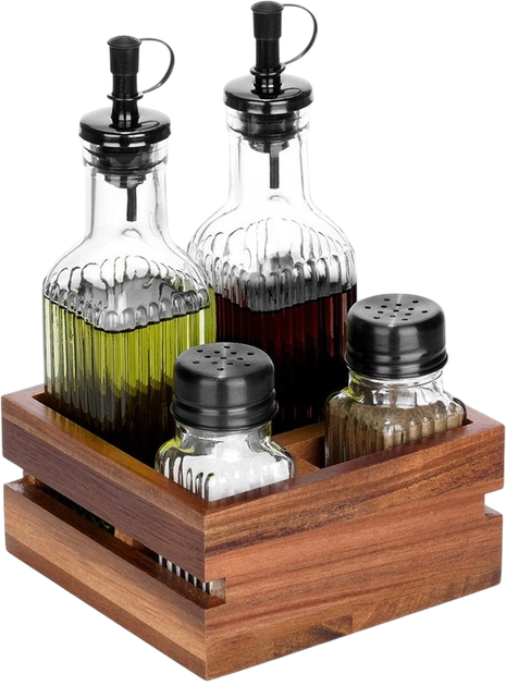 Набір дозаторів Vilde для приправ, олії, оцту у підставці 2 × 190 мл + 2 × 60 мл (5904316496982) - зображення 2