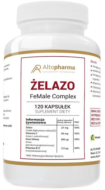 Suplement diety Altopharma FeMale Complex Żelazo 120 kapsułek (5903661237318) - obraz 1
