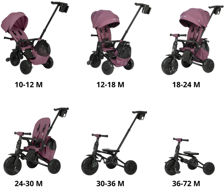 Триколісний велосипед Qplay Nova Max 3в1 з капюшоном Фіолетовий (5061047482193) - зображення 9