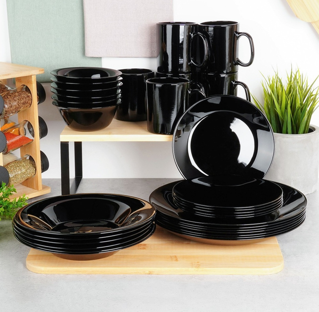 Zestaw talerzy obiadowych Vilde szklanych 25.5 cm 6 szt Czarny (5904316493424) - obraz 7