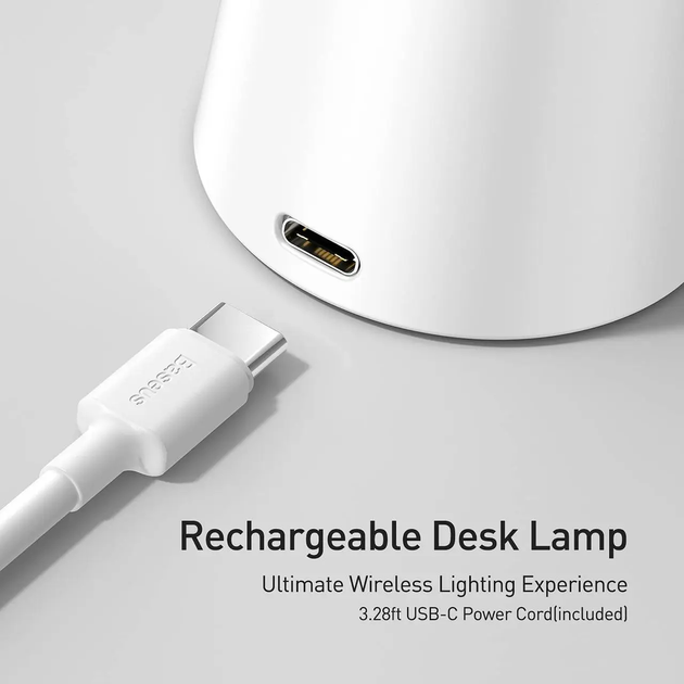 Настільна лампа BASEUS Rechargeable Folding Reading Desk Lamp White (DGZG-02) - зображення 3