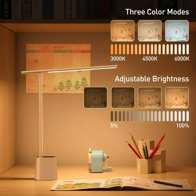 Настільна лампа BASEUS Rechargeable Folding Reading Desk Lamp White (DGZG-02) - зображення 4