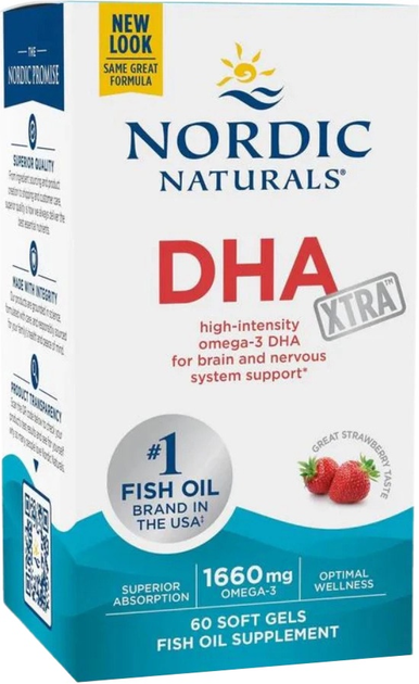 Дієтична добавка Nordic Naturals DHA Fish Oil полунична 60 капсул (768990891038) - зображення 1