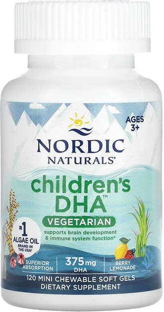 Дієтична добавка Nordic Naturals Children's DHA Vegetarian Ягідна лимонада 120 таблеток (768990017063) - зображення 2