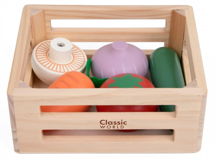 Дерев'яна іграшка Classic World Овочі в кошику 6 елементів (6927049056420) - зображення 3