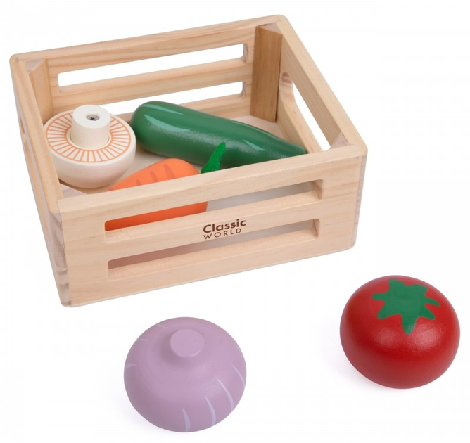 Дерев'яна іграшка Classic World Овочі в кошику 6 елементів (6927049056420) - зображення 4