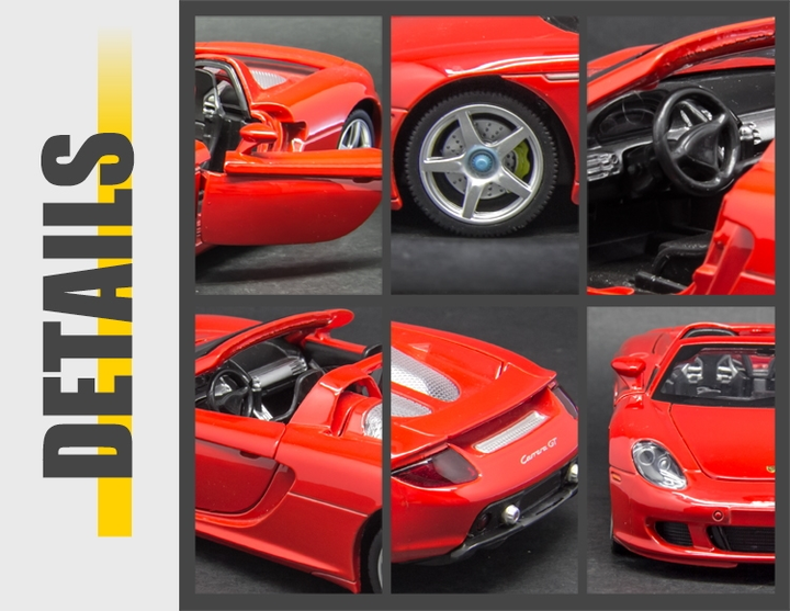 Model metalowy MSZ Porsche Carrera GT skala 1:24 68242A (4897071920032) - obraz 6