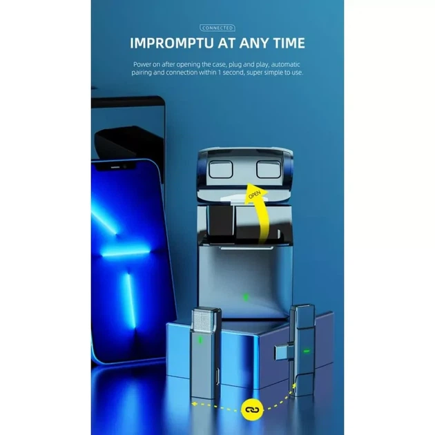 Беспроводной петличный микрофон для телефона Lightning Veron с зарядным кейсоМ. - изображение 4