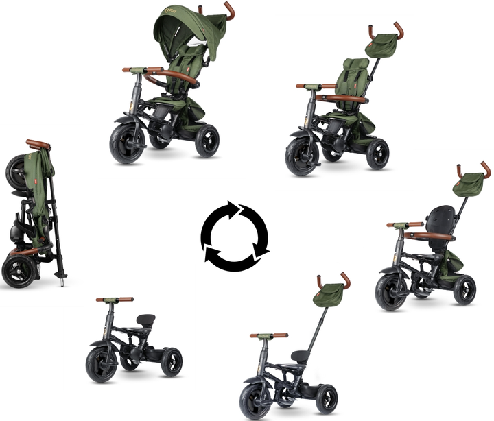 Триколісний велосипед Qplay Rito Deluxe Rubber Olive (5061047481639) - зображення 7