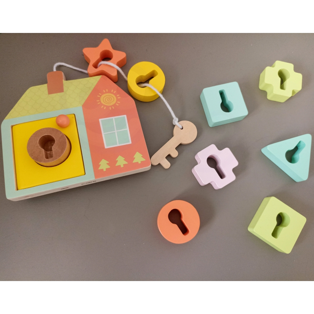 Przeplatanka drewniana Classic World klocki do nawlekania Klucze i drzwi 11 el CW20143 (6927049021435) - obraz 12