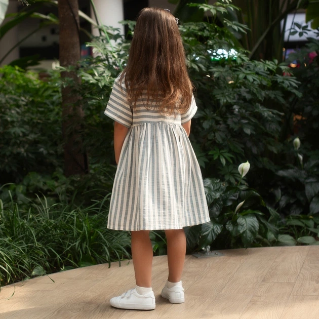 Дитяча муслінова сукня з кишенями у смужку Trendy Тot 03-01437 блакитний 134 см (9 років) - изображение 3