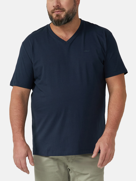Футболка бавовняна довга чоловіча s.Oliver 10.3.16.12.130.2174720-5978 4XL Темно-синя (4099978349385) - зображення 1