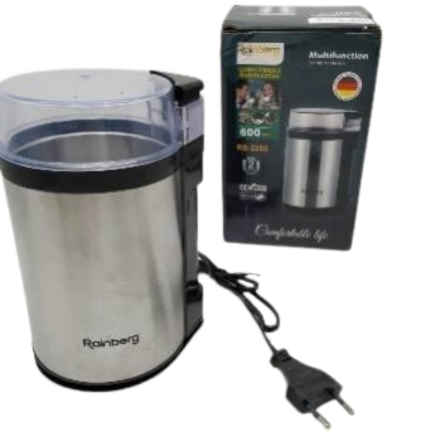 Кофемолка бытовая измельчитель для кофейных зерен Rainberg RB-2205 роторная 50грамм 600W Серебро - Фото 3 Кофемолка бытовая измельчитель для кофейных зерен Rainberg RB-2205 роторная 50грамм 600W Серебро - изображение 3
