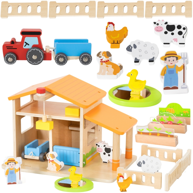 Drewniana farma Viga Dom farmera z ogródkiem i traktorem 21 element (6971608448041) - obraz 1