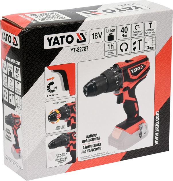 Дриль-шурупокрут YATO акумуляторний ударний (YT-82787) - зображення 3