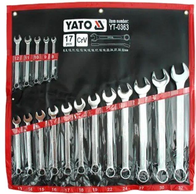 Zestaw kluczy kombinowanych Yato 8-32 mm 17 sztuk (YT-0363) - obraz 1