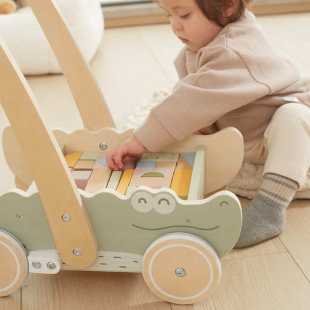 Drewniany wózek Viga Na Klocki Pchacz (6971608442780) - obraz 15